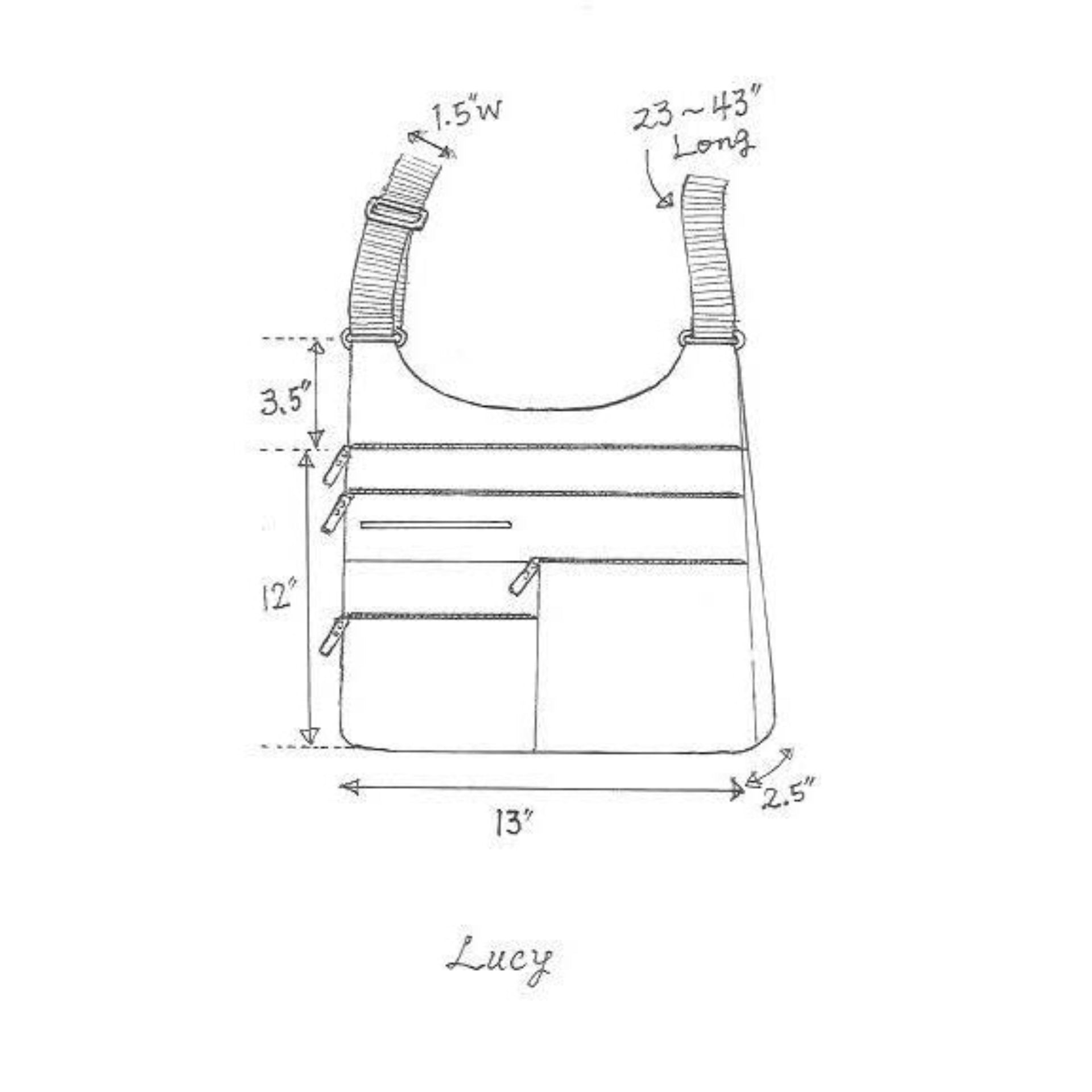 LUCY - Black | Multi-Pocket Shoulder Bag | Large